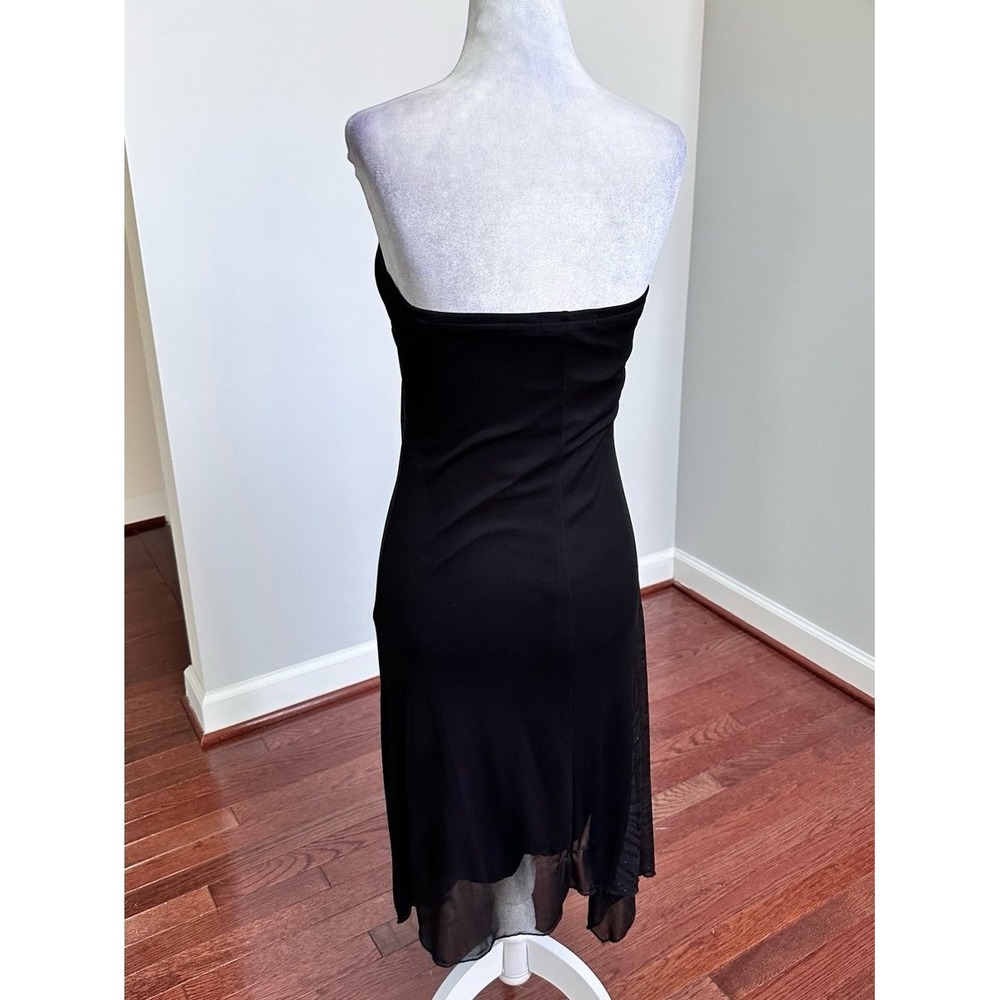 Forever 21 Black Strapless Glitter Unique Pattern Asymmetrical Cocktail Dress - Picture 10 of 11